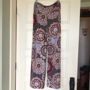Gray Floral Palazzo Pants - small